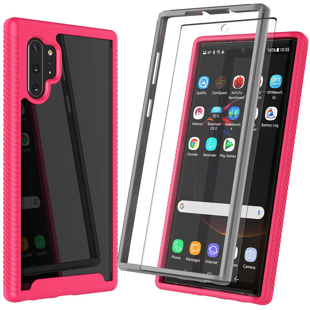 Samsung Note 10 Plus Case,Galaxy Note 10 Case [Tempered Glass Screen Protector] Hybrid Transparent Clear Back TPU Bumper Armor Rugged Shockproof Case for Samsung Galaxy Note 10+/Note10