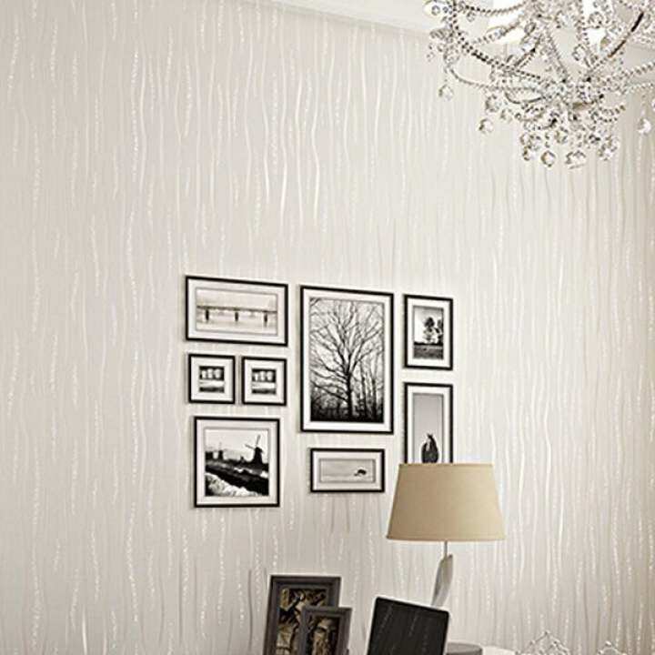 Contemporary Wallpaper 3D Vertical Stripes Non-woven Wallpaper Plain Solid Color