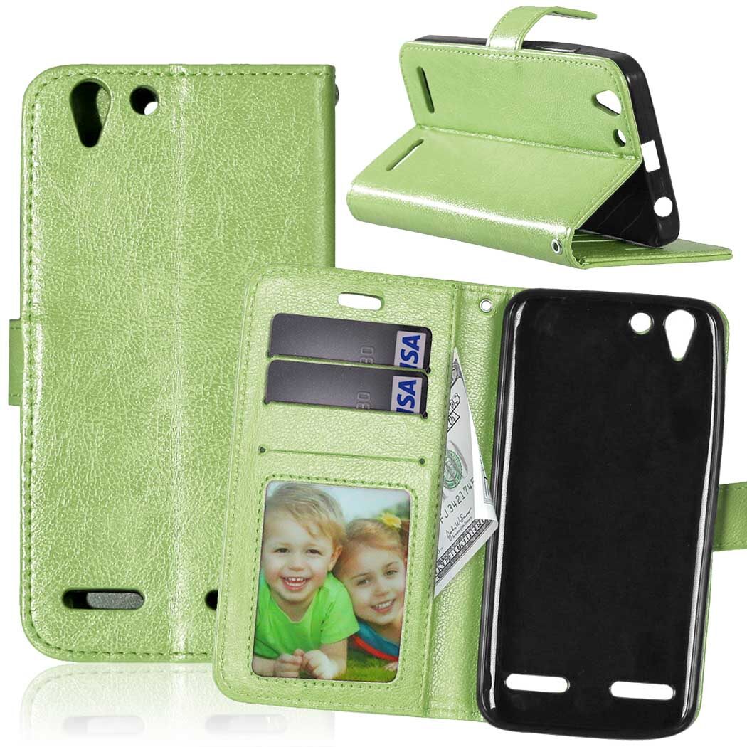 PU Kulit Flip Stand Tempat Dompet untuk Lenovo Getaran K5 A6020/K5 Plus/Lemon 3 (Hijau)