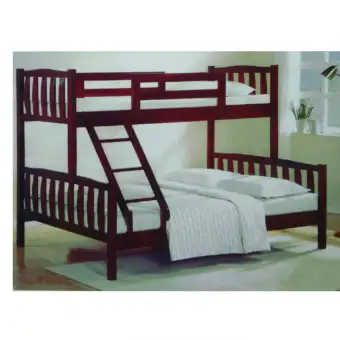 Q 10 Solid Wood Single over Queen Double Decker Bunk Bed (Oak ... Q 10 Solid Wood Single over Queen Double Decker Bunk Bed (Oak ...