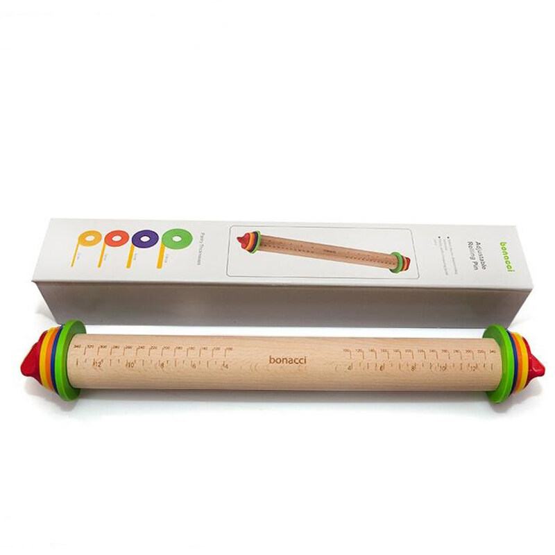 Wooden Rolling Pin Fondant Adjustable Rolling Pins Multifunction Baking Stick Thickness Embossing Patterned Cake Tools - intl