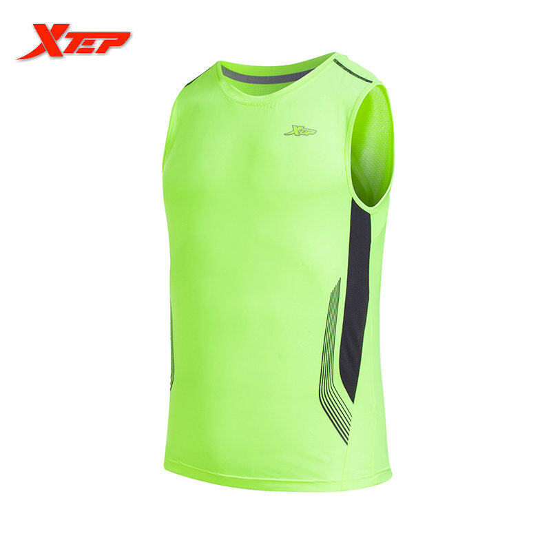 XTEP Rompi Pria Merek Marathon Dia Kering Merayap Kebugaran Olahraga Georgia Sports Sumbu Kemeja Rompi Tangki Yg Paling Panas Musim S-2xl (hijau/abu)