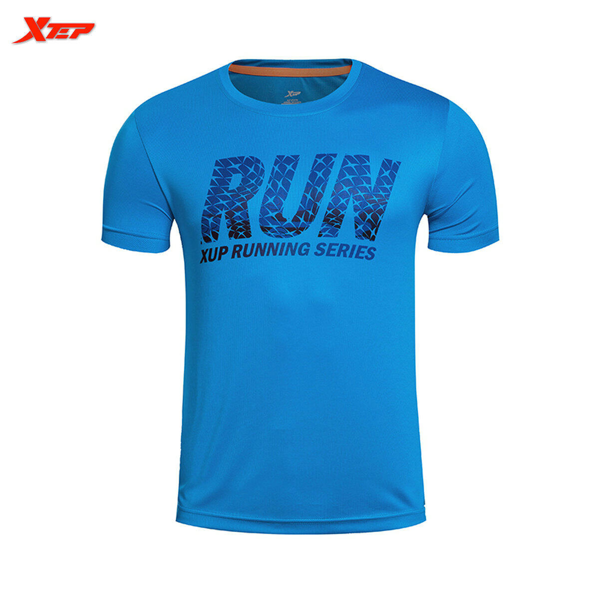 XTEP Merek Luar Lari T-shirt For Pria Puncak Pusat 2016 Musim Panas Olahraga Pria Kemeja Pria Baju Cepat Kering (biru)