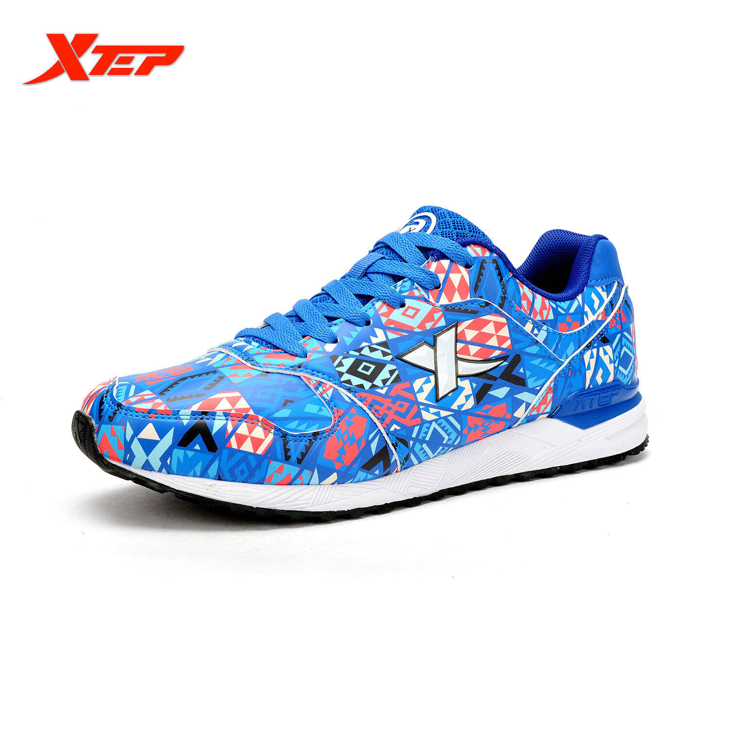 XTEP Asli Merek Sepatu Lari untuk Pria 2016 Musim Gugur Musim Dingin Pelari Sepatu Sport Trainer Pria Sneaker Atletik (Biru)