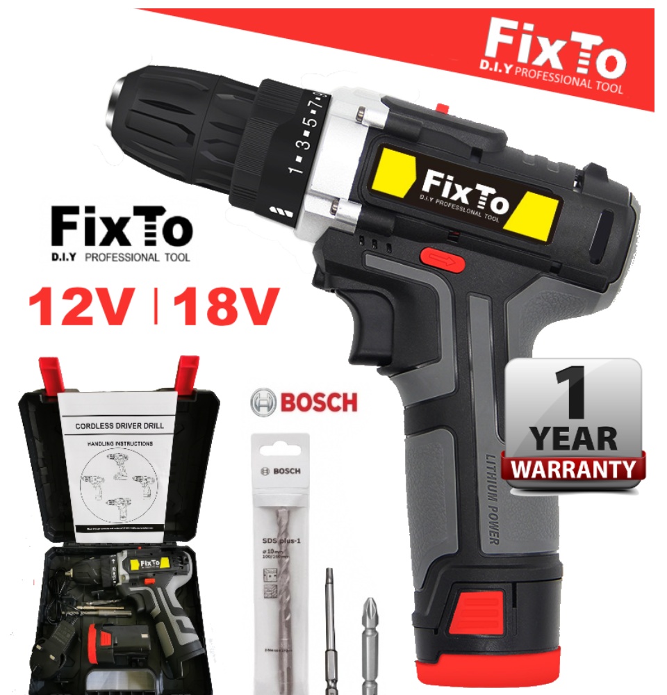 FixTo 12V 18V Cordless Drill 