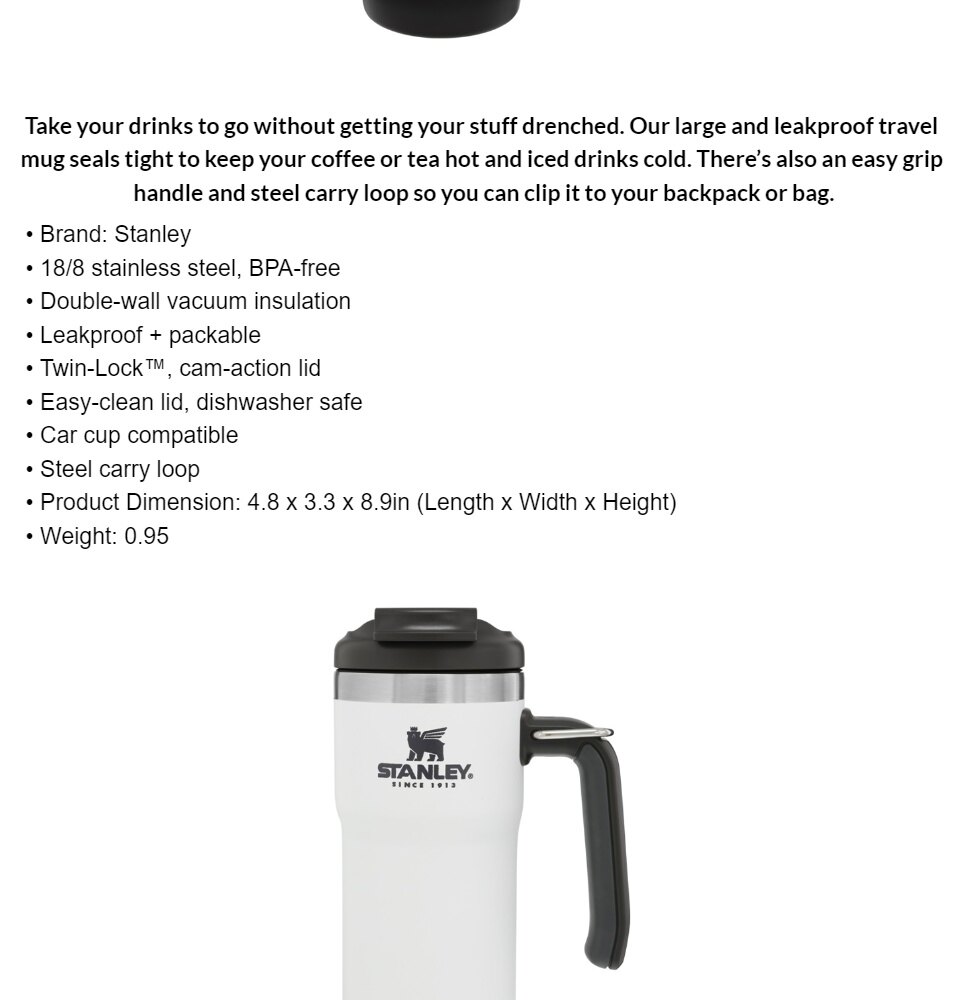 STANLEY® Classic Twinlock Travel Mug 20oz Double-Wall Vacuum