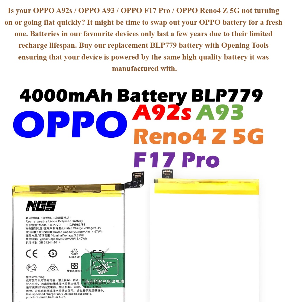Batterie PREMIUM Neuve Pour Oppo A93 / Oppo Reno4 Z 5G - Pièce Détachée