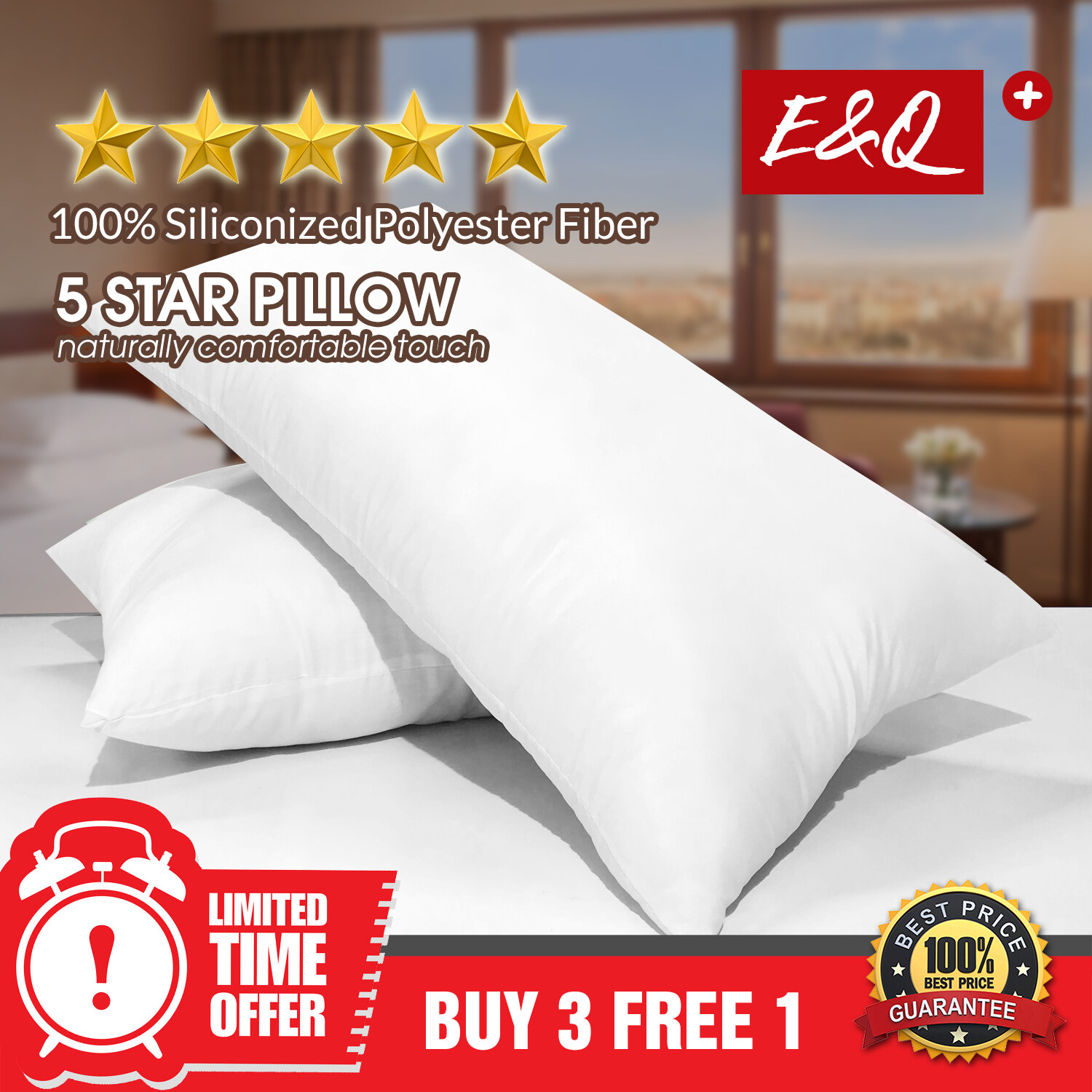 Buy 3 Free 1 5 Star Hotel Pillow Cvc Fabric 19 Inch X 29 Inch