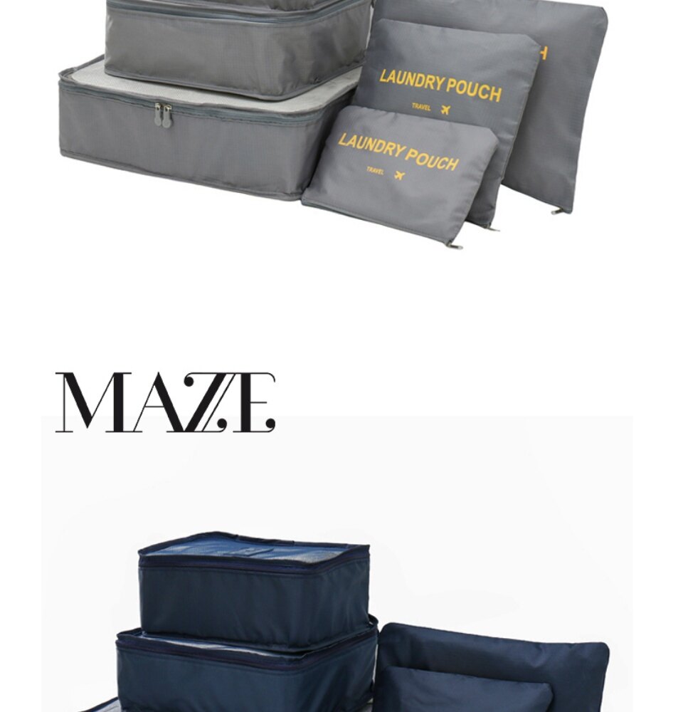 Maze Champ 6 In 1 Storage Bag Set Waterproof Luggage Organizer_voghion.com