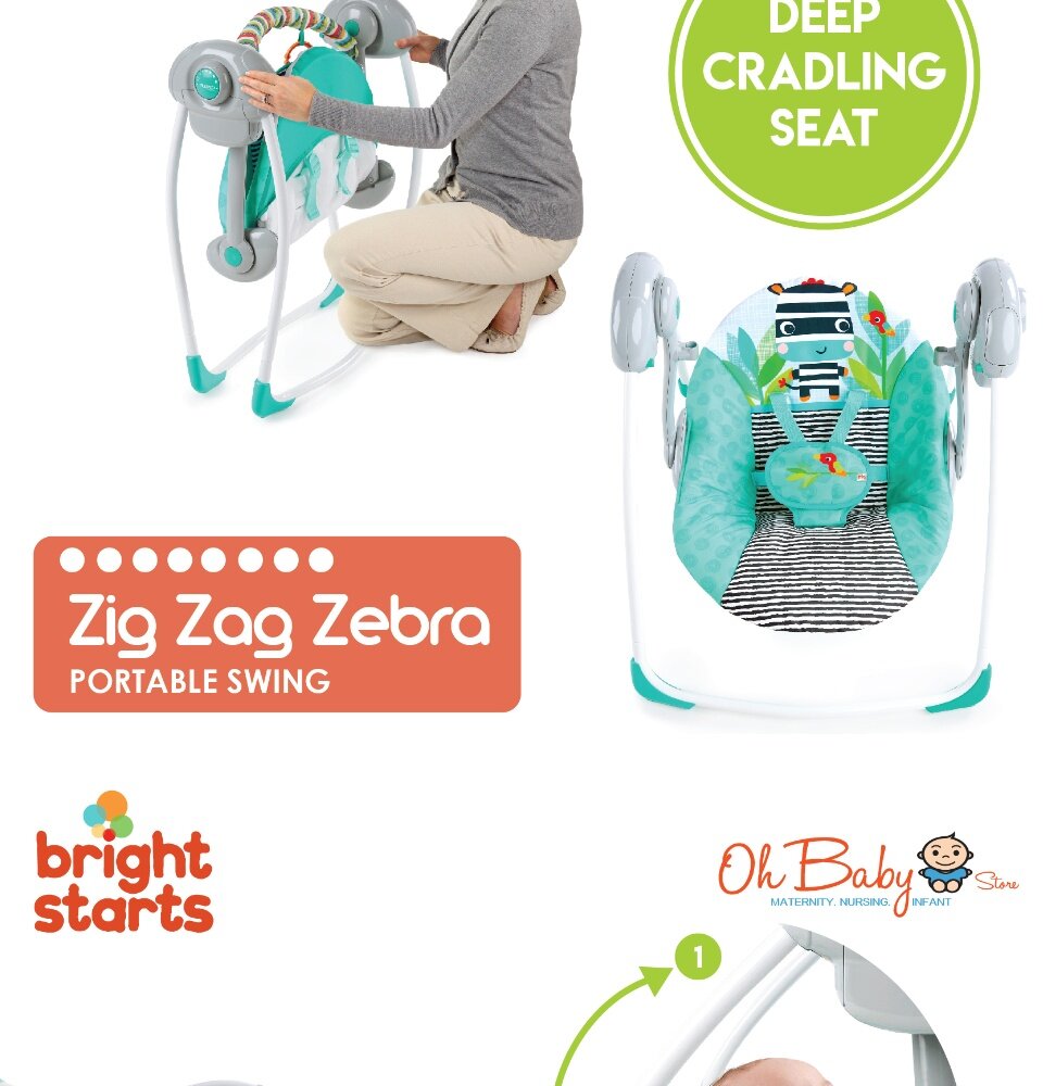 Bright starts zig zag zebra store portable swing