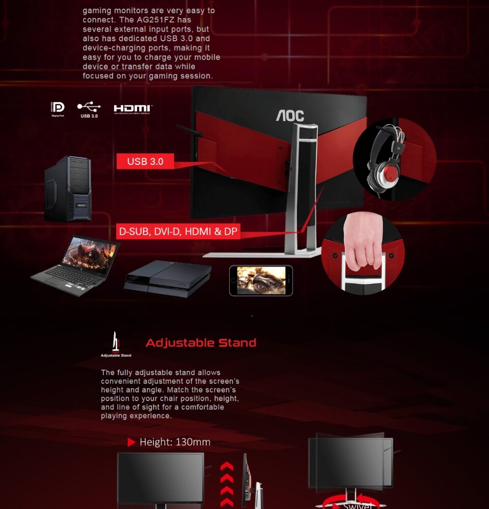 Aoc Agon Ag251fz 24 5 Tn Fhd 240hz Freesync Premium Gaming Monitor Adjustable Stand Vesa Mount Lazada