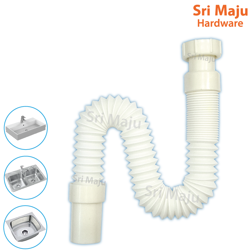 Maju Flexible Waste Pvc Pipe For Plumbing Faucet Basin Kitchen Sink Water Fitting