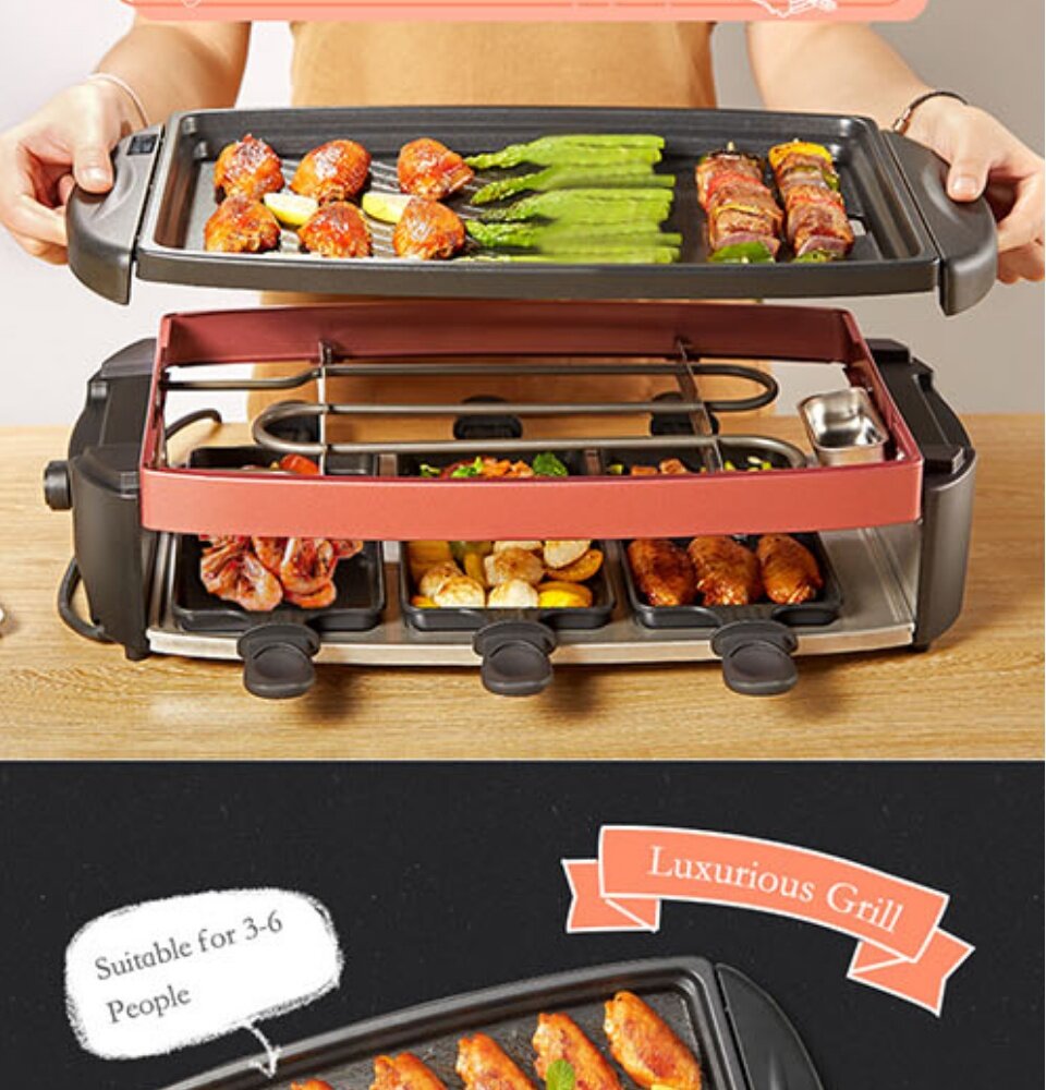 Bear Electric Grill NonStick Pan DKLD15A1 Black PGMall