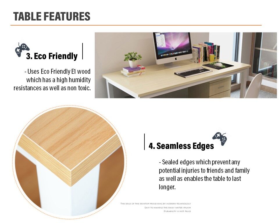Simple Stylish Computer Gaming Dark Wooden Desk Pc Table Meja Destop