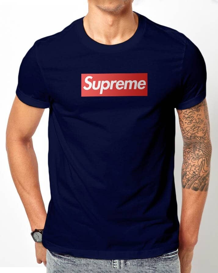 supreme navy t shirt