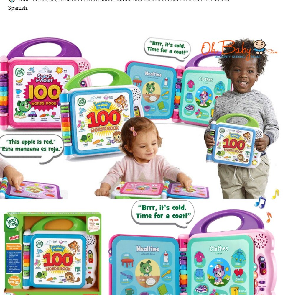 leapfrog learning friends 100 words book spanish