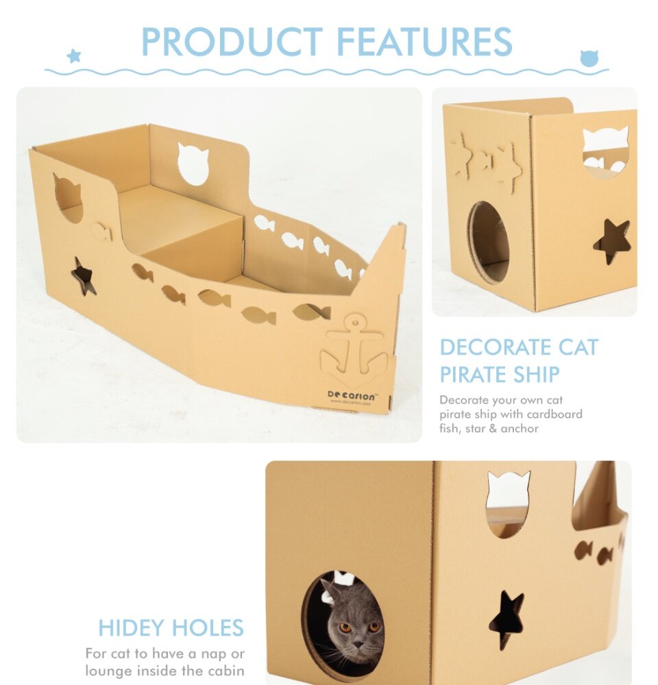 De Carton Cardboard Pirate Ship Cat