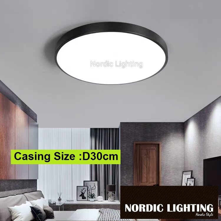 Black White Casing Modern 18w Led Ceiling Light Round Hanging Nordic Lighting Panel Kitchen Living Room Porch Lampu Hiasan Black White Casing Modern 18w Led Ceiling Light Round Hanging Nordic Lighting Panel Kitchen Living Room Porch Lampu Hiasan