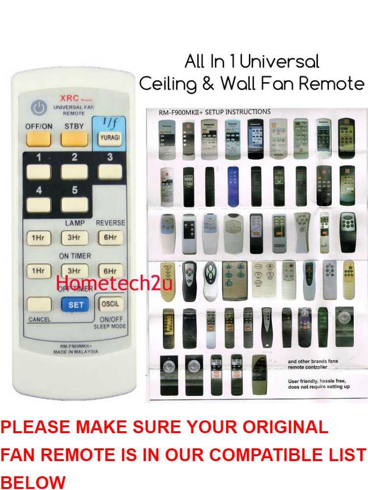 Universal All In One Wall Ceiling Fan Remote Control Compatible For