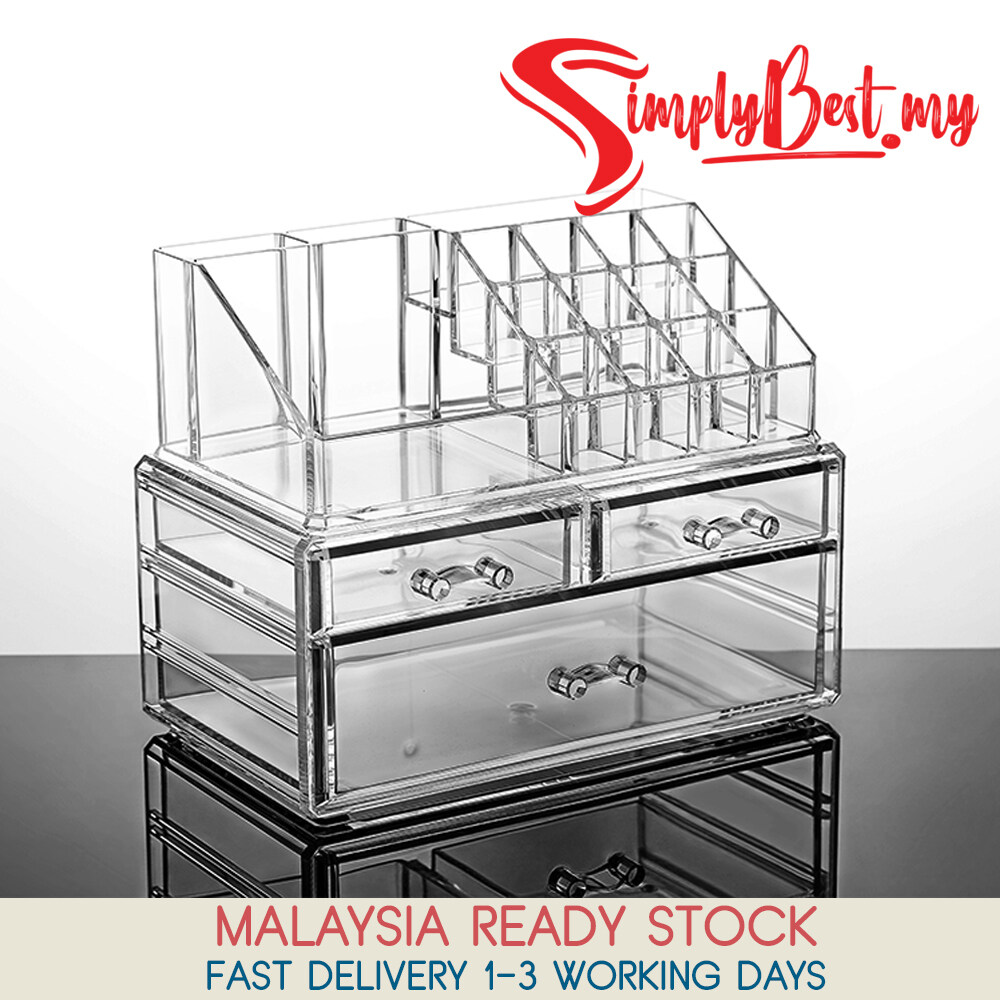 Simplybest Clear Acrylic Big 3 Layers Cosmetic Organizer Drawers