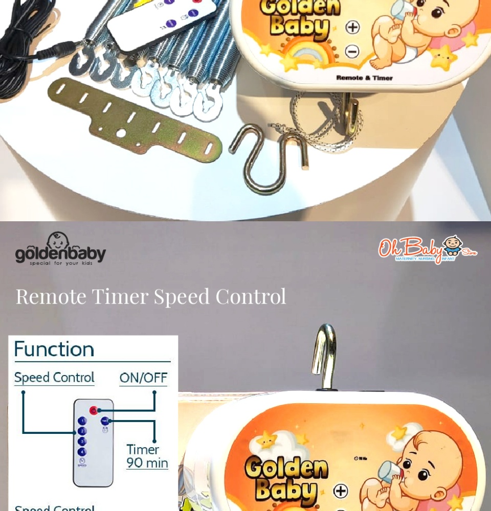 Golden Baby Digital Remote Control with Timer Basic with speed control Baby Cradle Oh Baby Store Lazada