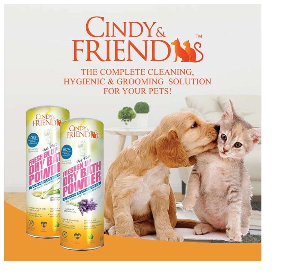 Cindy Friends Freshen Up Dry Bath Powder 350g for Pets Natural