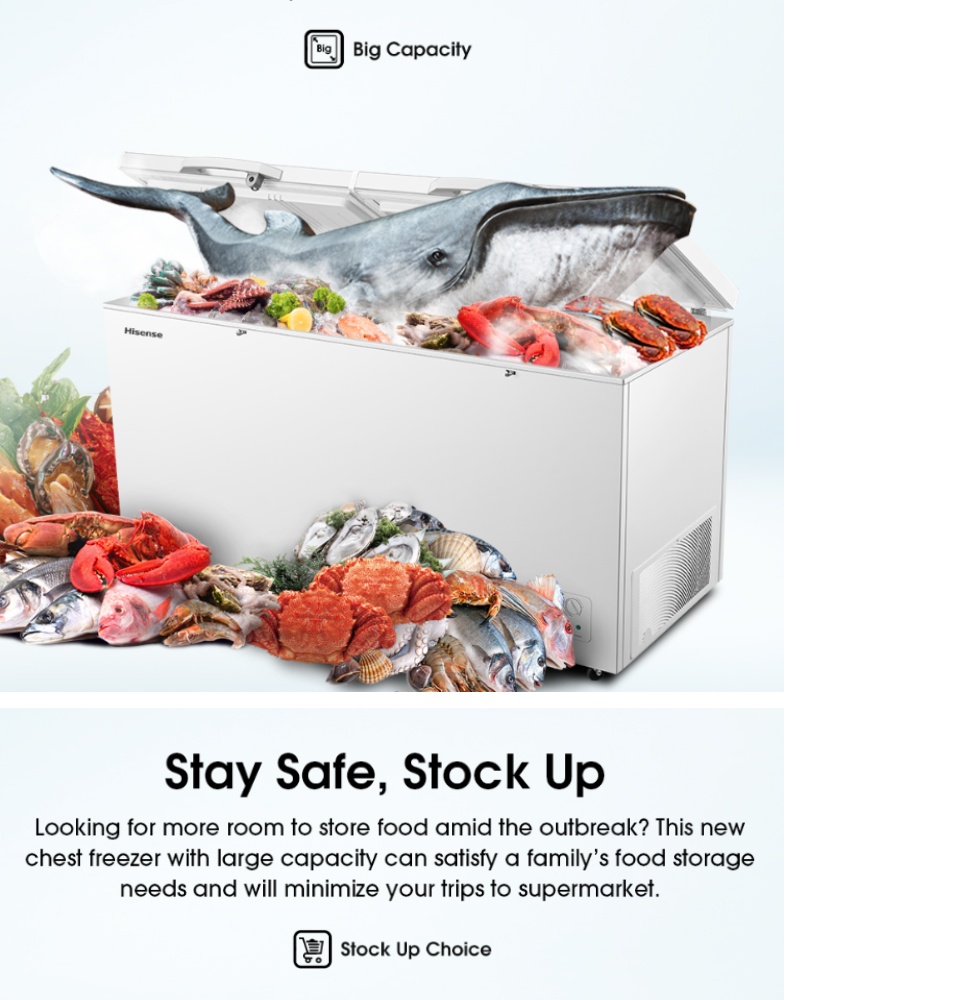 Hisense 530L Chest Freezer FC650D4BWB Fridge 8 in 1 LED with Safety Lock and Wheel (White) Peti