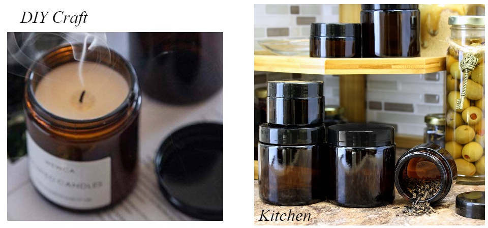 Amber Glass Storage Jar With Multipurpose Black Lid Sealed Bottle_voghion.com