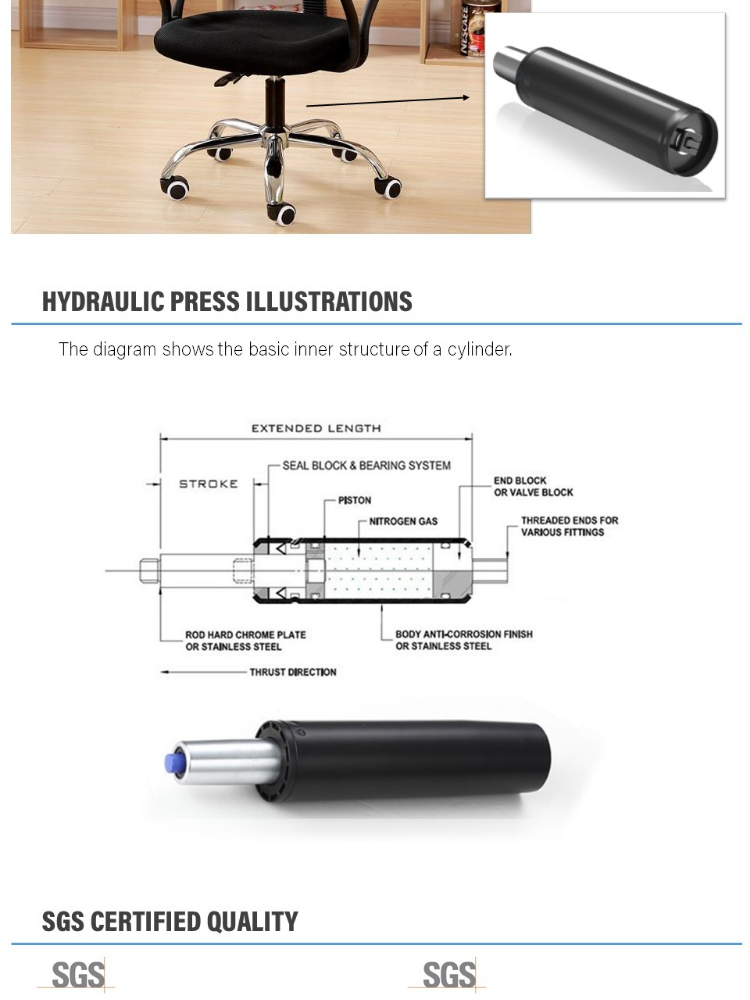 LIKE BUG SGS Certified Office Chair Base Hydraulic Cylinder for