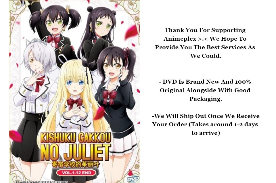 Boarding School Juliet / Kishuku Gakkou No Juliet Anime  END Anime  DVD + FREE Keychain | Lazada