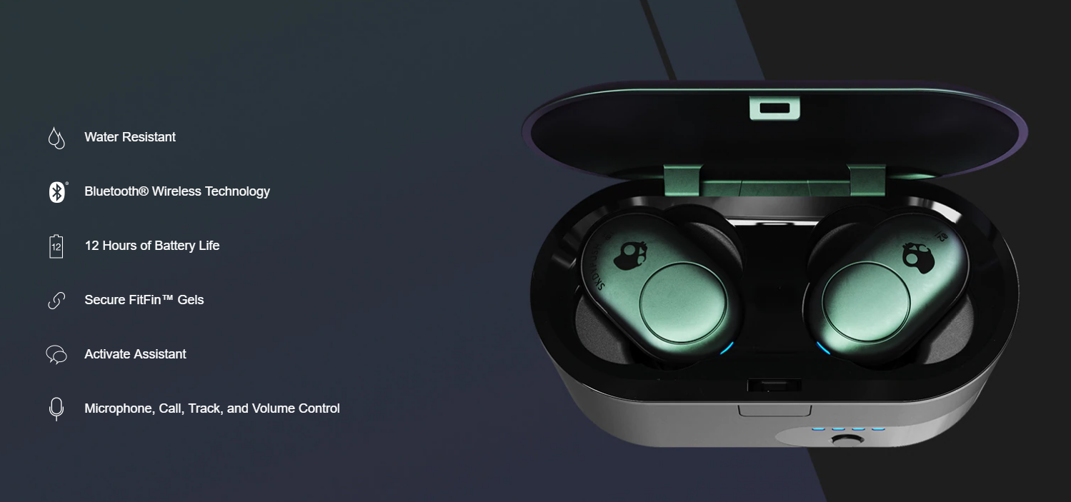 Skullcandy Push Truly Wireless Earbuds with Charging Case Extra 6 Hours