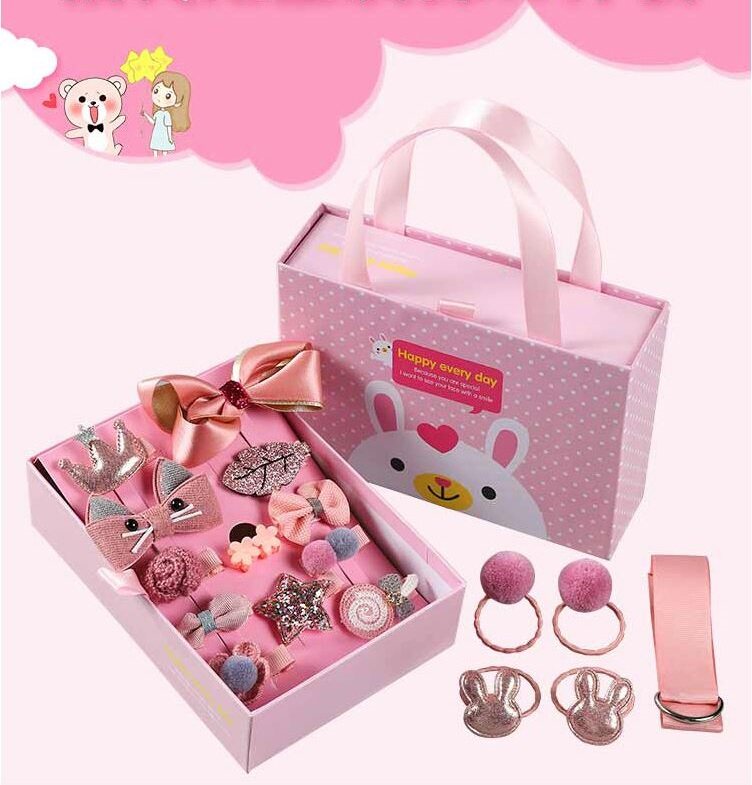 10pcs 18pcs 24pcs Girls Hair Clips Ties Accessories Set With