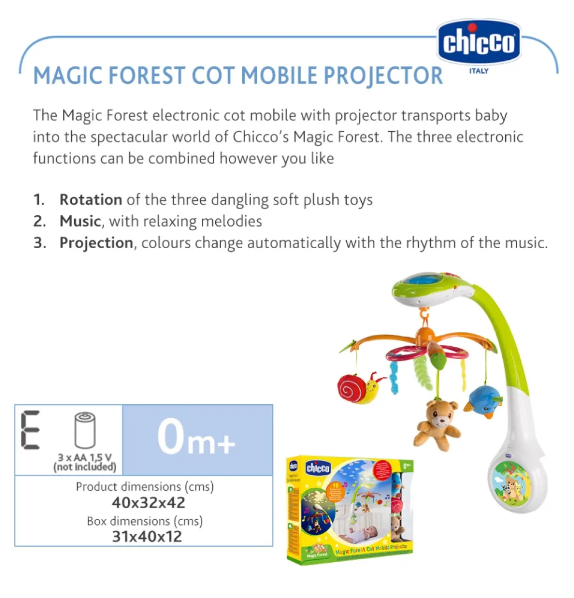 chicco magic forest cot mobile