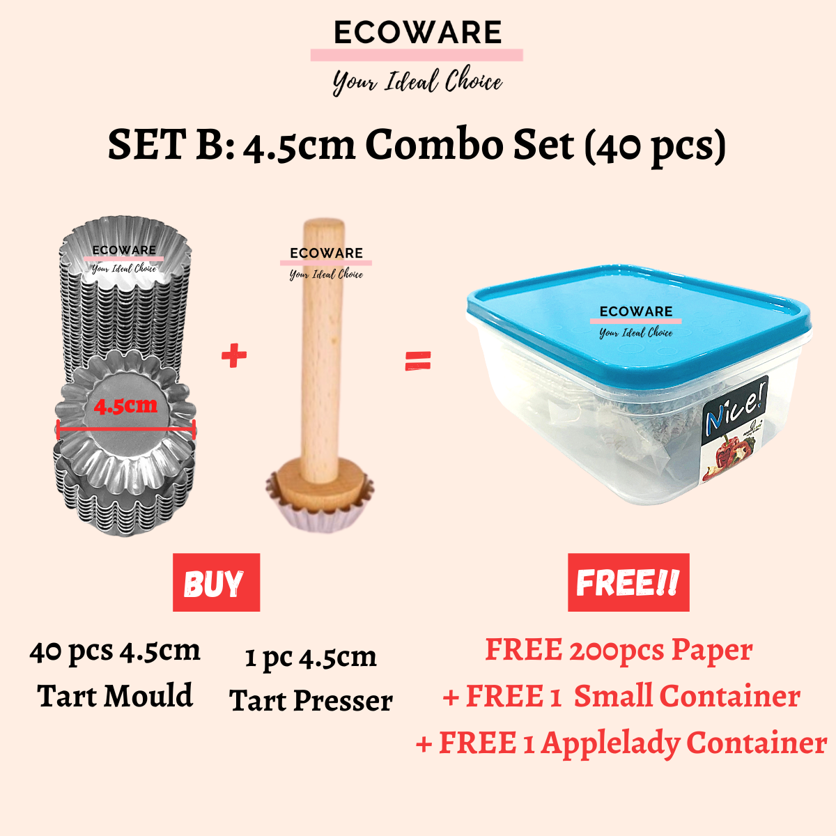 Mini Cheese Tart Combo Set 4 5cm 5cm Acuan Egg Tart Aluminium Acuan Tart Egg Tart Mould Baking Accessories Weelago Com