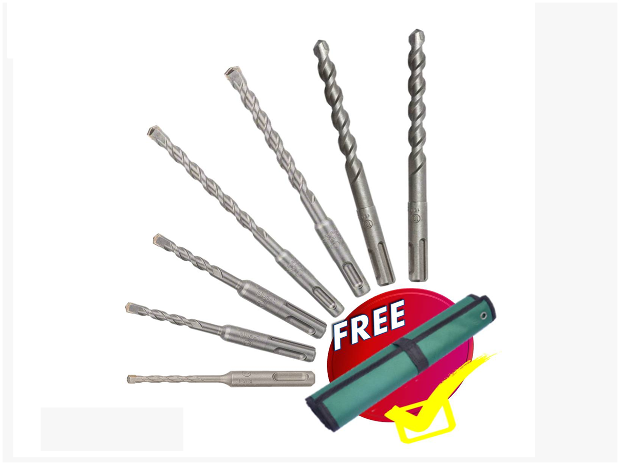 7Pc Bosch Carbide-Tipped SDS-Plus Rotary Hammer Drill Bit Set With Storage Case