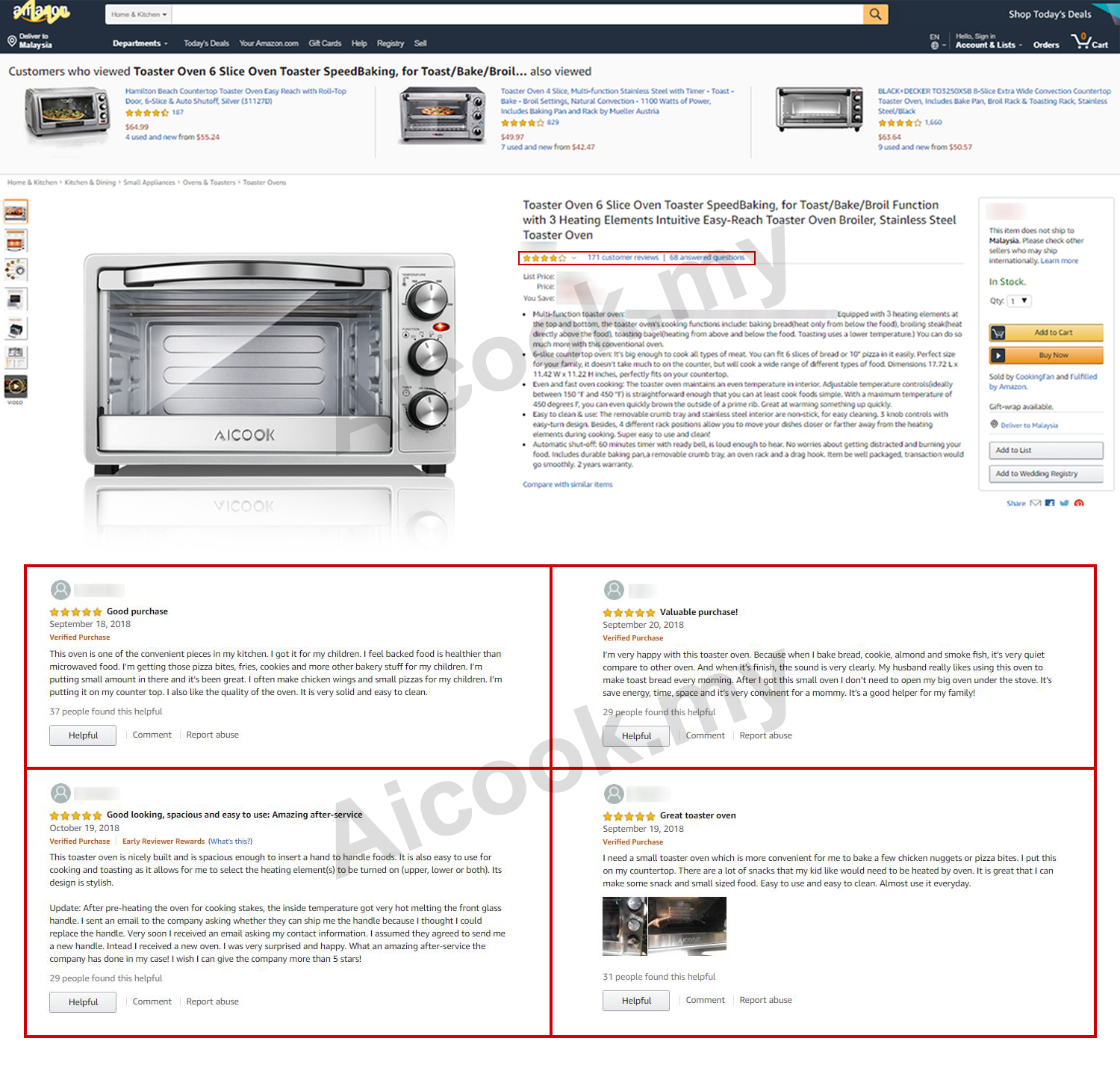 Aicook Gh23 23l Toaster Oven Slices Bread Countertop Speedbaking