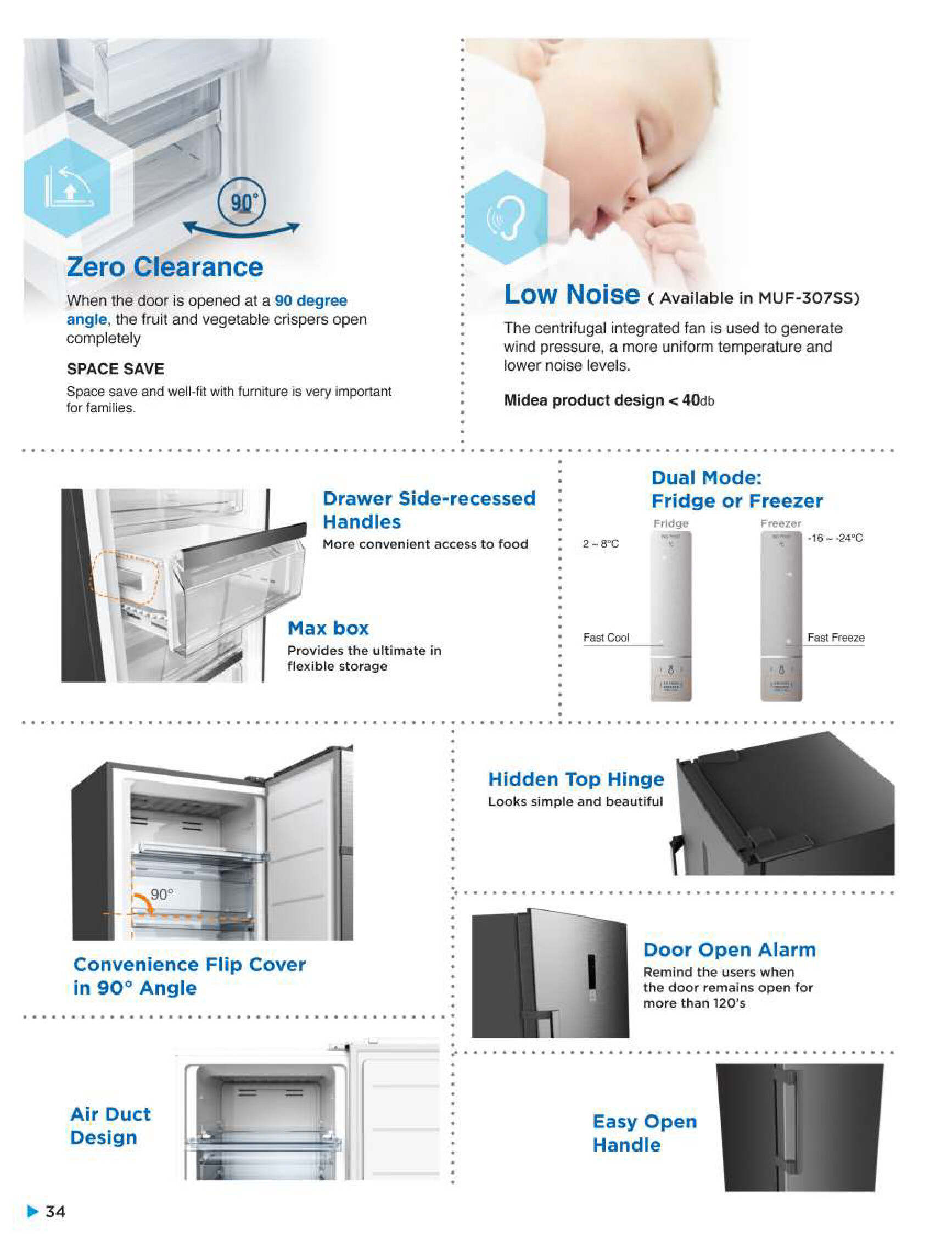 Midea 300L 1 Door 2 In 1 Frost Free Upright Freezer MUF307SS Seng Huat
