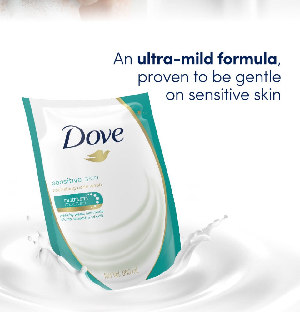 Dove Body Wash Sensitive Pouch Refill 850ml Soothing Body Wash For