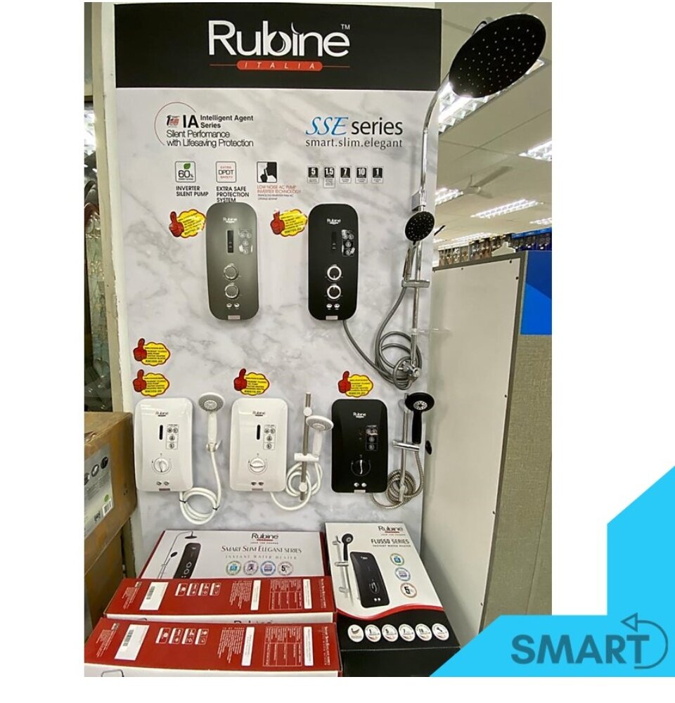 Rubine Rain Shower Set Water Heater Rwh Sse891d Rmp C W Dc Inverter Silent Booster Pump Matte Pewter Lazada