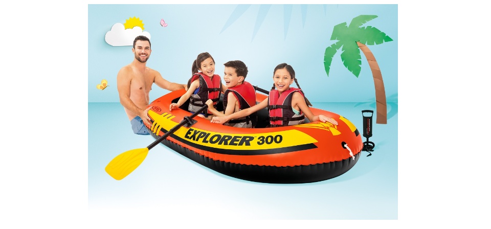 INTEX インテックス 3人乗り 211×117×41cm U-58332 エクスプローラー300SET ボート 子供用ボート 水遊び 内祝い 子供用 ボート