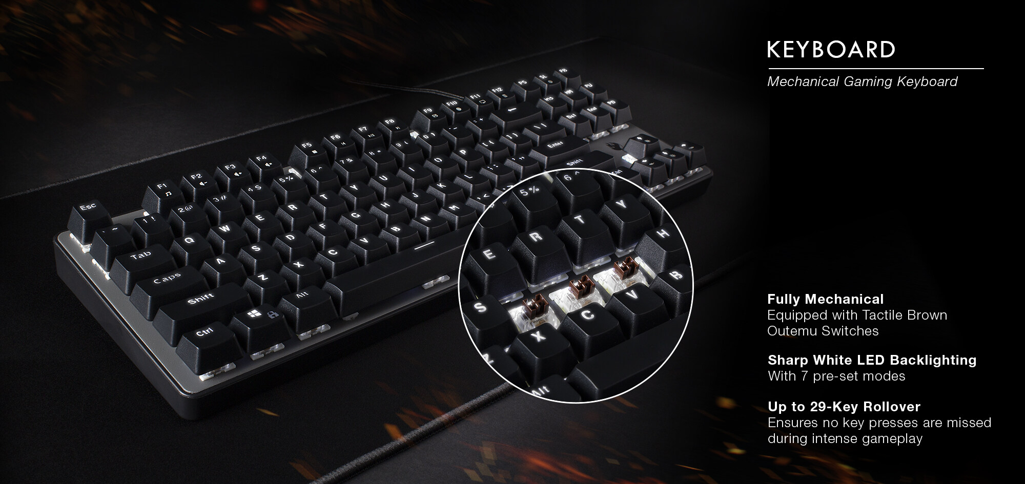 Tecware IGNITE 3 in 1 Single Color LED TKL 87 Mechanical Gaming ...