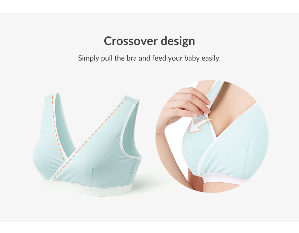 Mamaway Antibacterial Crossover Sleeping Nursing Padded Bra (Nude) - New Edition