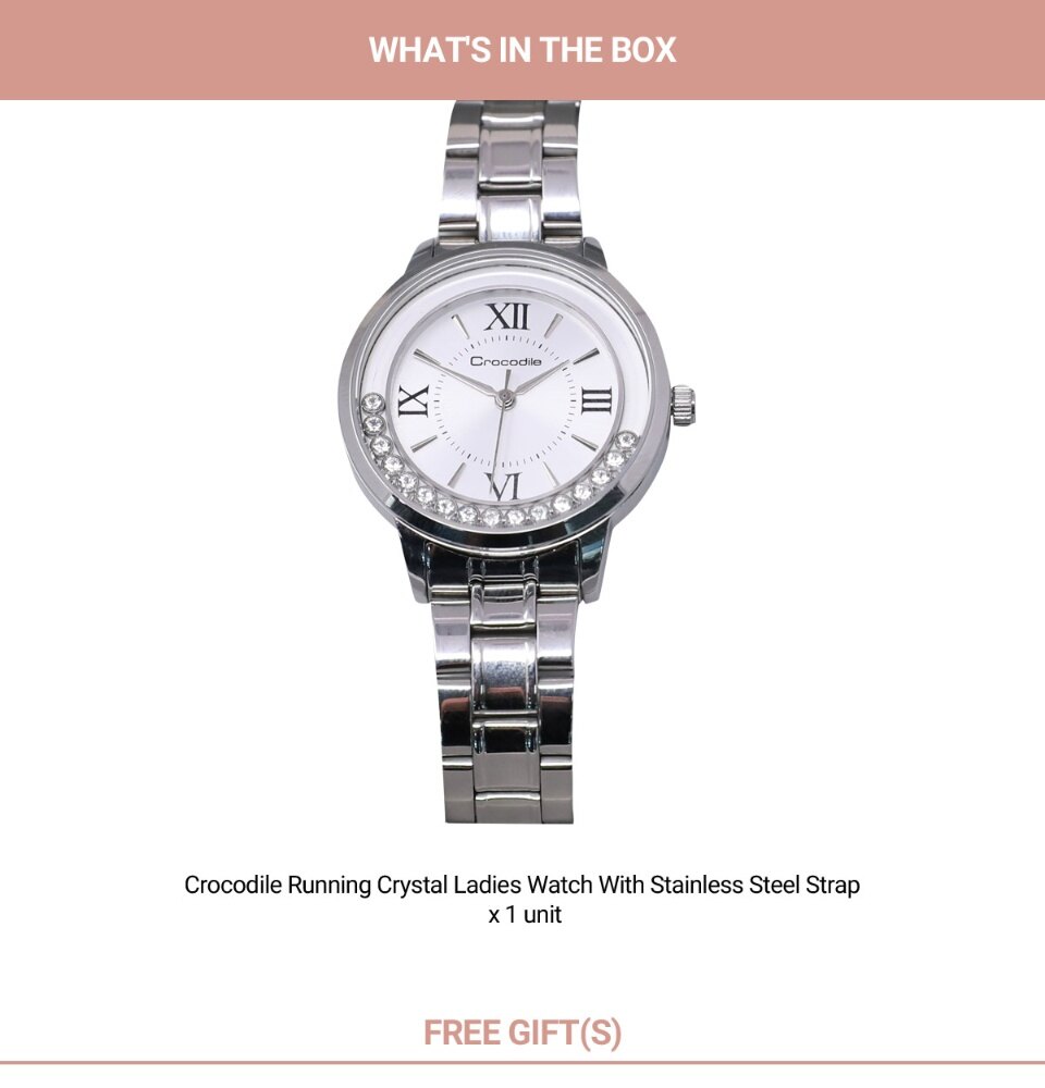 crocodile running crystal ladies watch