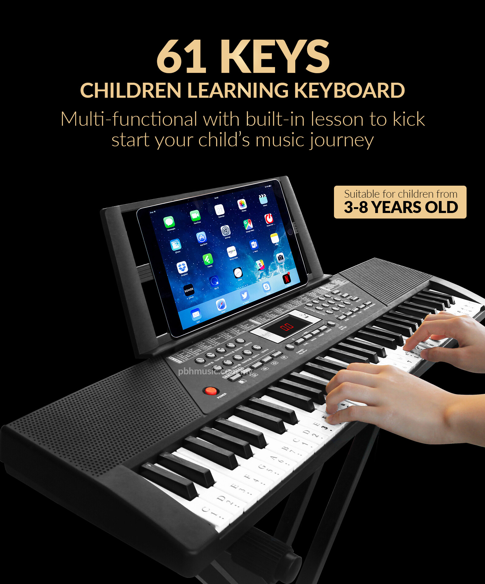 61 Keys Electronic Keyboard Electric Digital Piano Microphone Music Book Rest