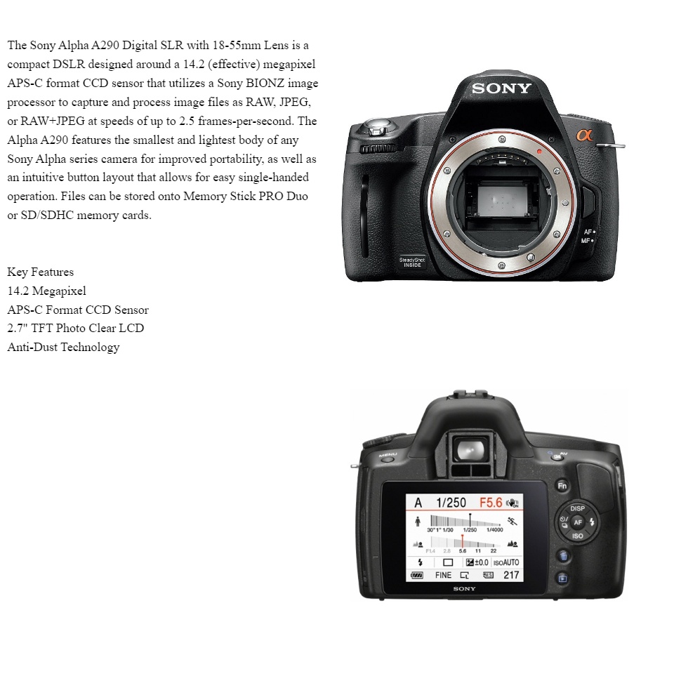 Digital Camera Sony Alpha Camera Webcam Sony A230 Webcam Camera