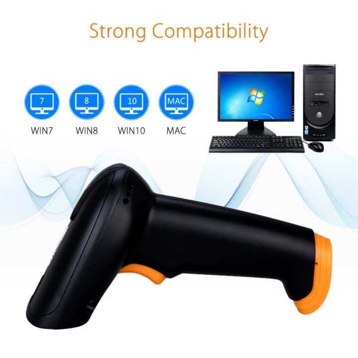 NTEUMM High Quality USB Wired Wireless Laser Barcode Scanner Pengimbas Reader