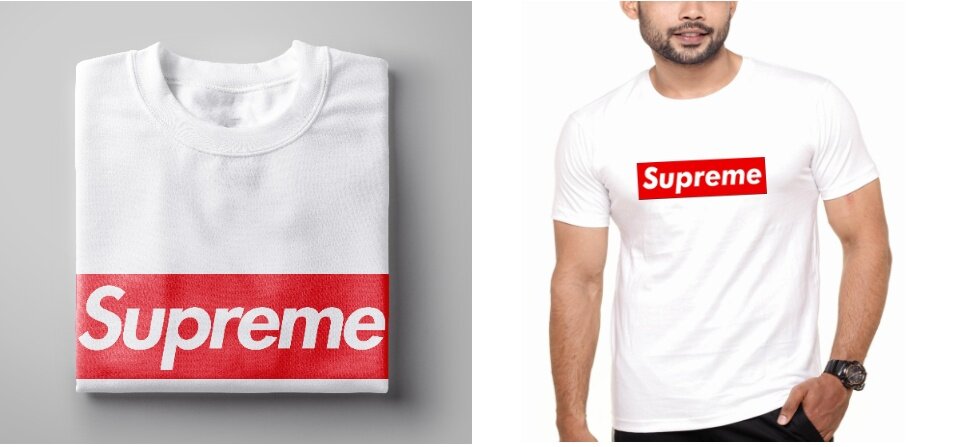 Supreme Typography Men Round or Crew White Red T Shirt Lazada