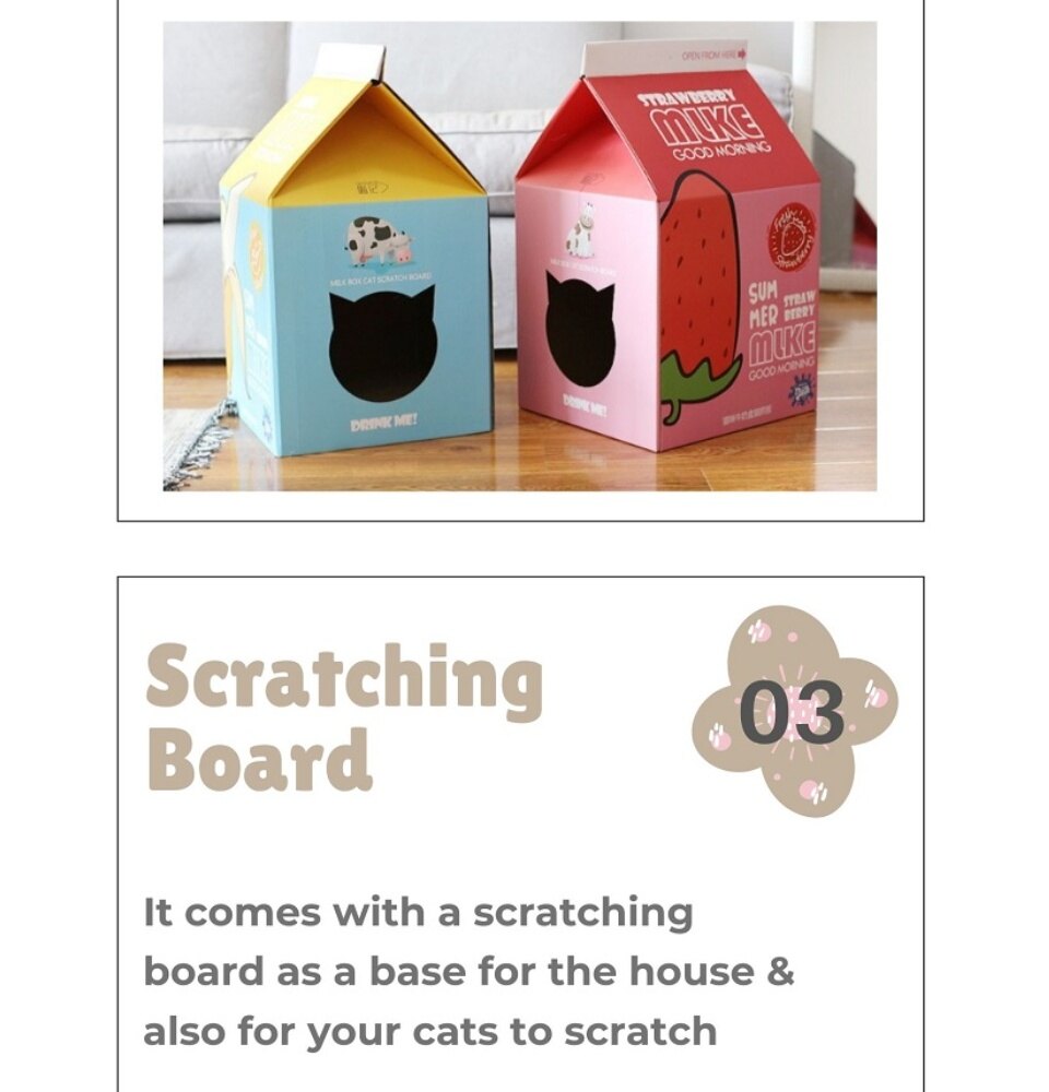 Cute Strawberry Cat Cardboard Box House Milk Shaped Lazada