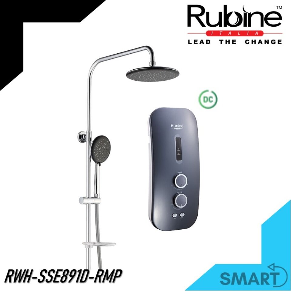 Rubine Rain Shower Set Water Heater Rwh Sse891d Rmp C W Dc Inverter Silent Booster Pump Matte Pewter Lazada