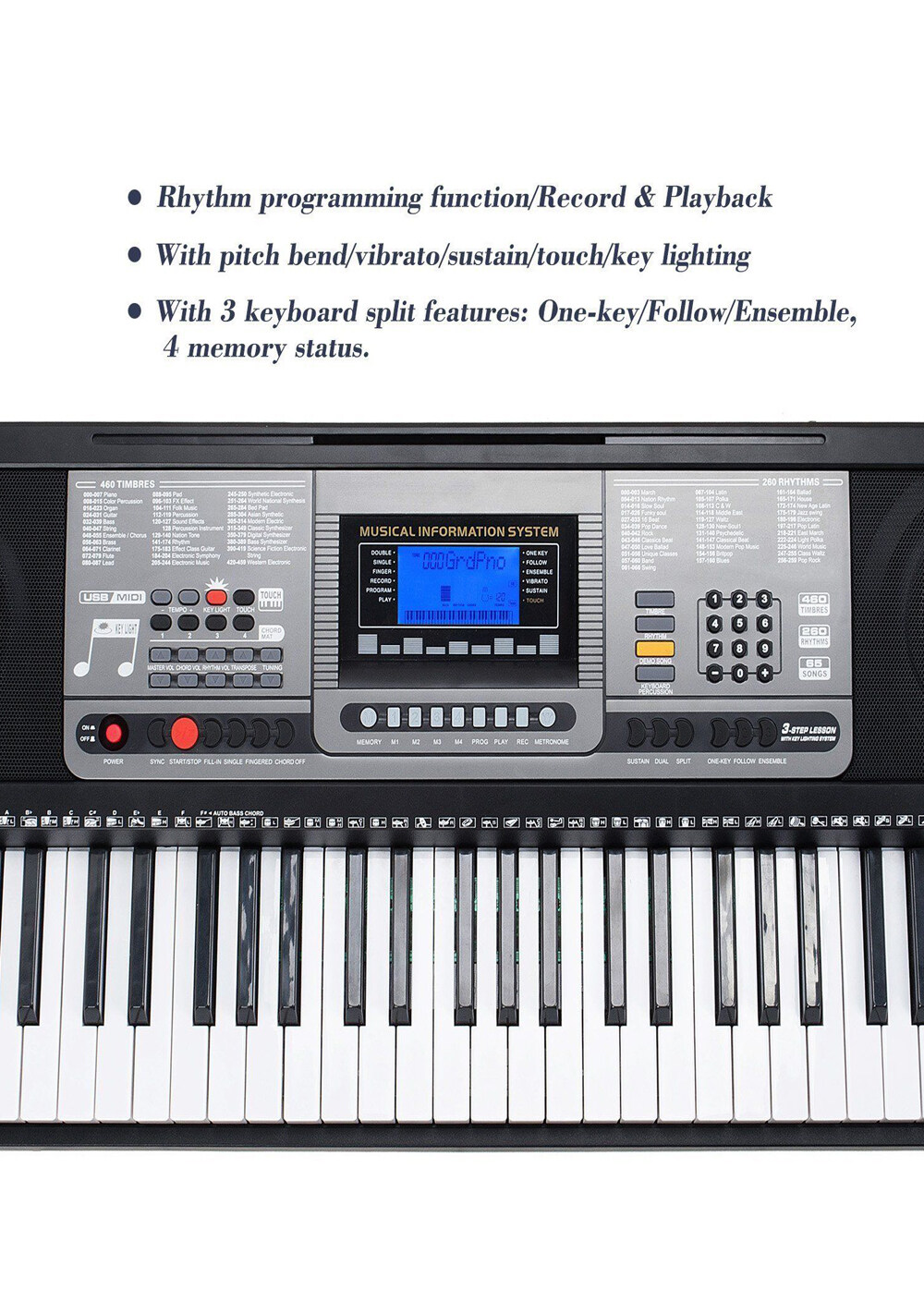 Meike MK-816 61 Keys Key Lighting Digital Piano Electronic Keyboard ...